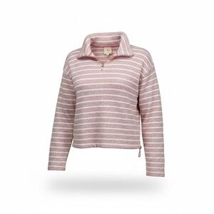 Thread & Supply Women’s Quarter Zip Striped Pullover Pink Medium EUC